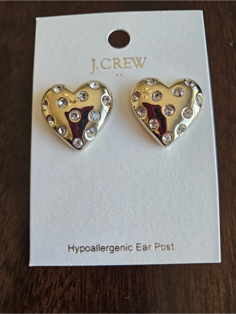 J.Crew Puffy Heart Pave Stud Earrings
